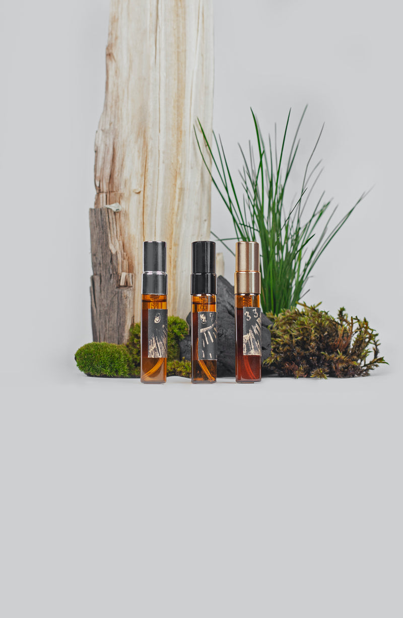 Ilmur & Sjór Discovery Set with four 2.5 ml Icelandic perfume sample bottles